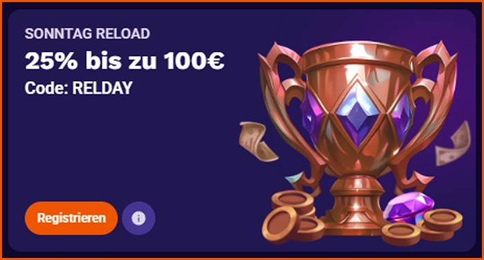 LiraSpin Casino Sunday Reload mit 25 Prozent Bonus und Code RELDAY
