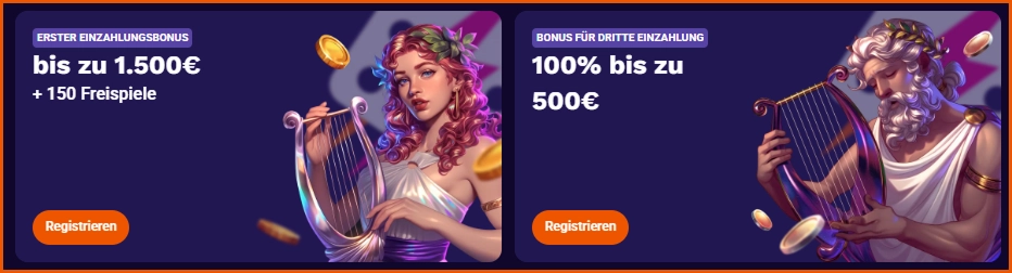 LiraSpin Casino Willkommensbonus mit erstem und drittem Einzahlungsbonus