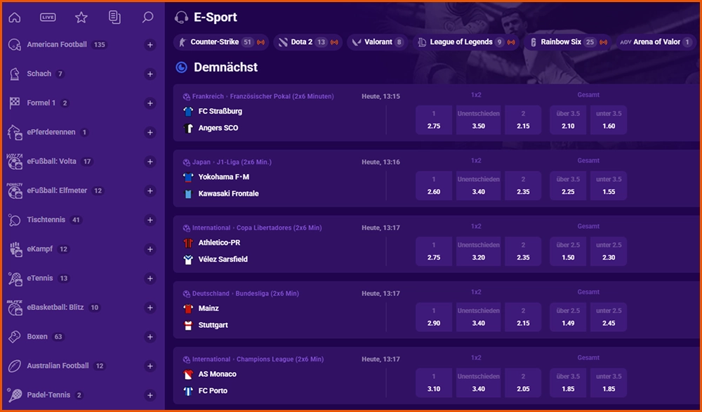 LiraSpin Casino E-Sport mit Counter-Strike Dota 2 Valorant und League of Legends